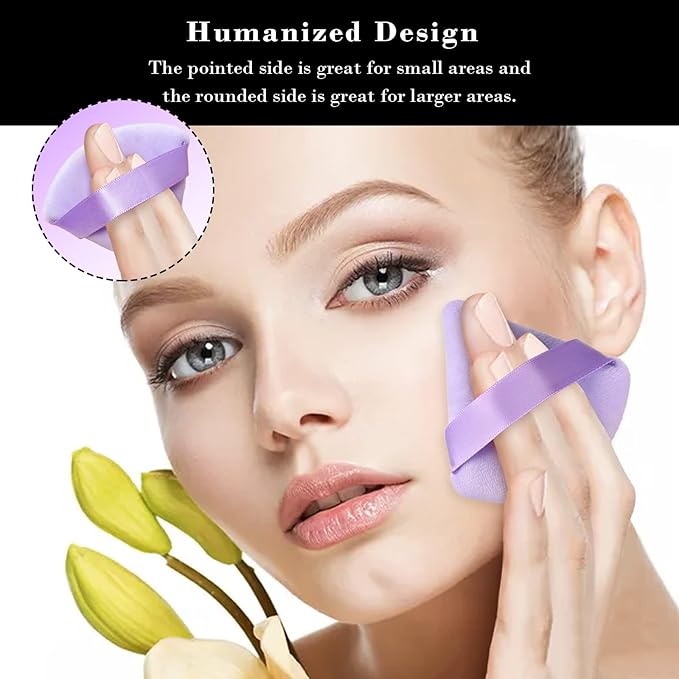 RAREIUS 8pcs Triangular Powder Puff Face Soft Velvet Makeup Puff for Loose Powder Body Powder Makeup Sponge for Contouring Wet Dry Foundation Blender Sponge Beauty Makeup Tool.(Purple)