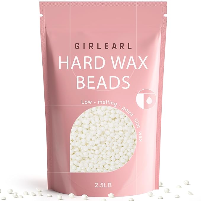 GIRLEARLE 2.5lb Unscented Wax Beads for Hair Removal, Brazilian Bikini Hard Wax for Women Men, Hard Wax beads Perfect for Full Body Legs, Face and Underarms at Home Waxing Beads for Sensitive Skin