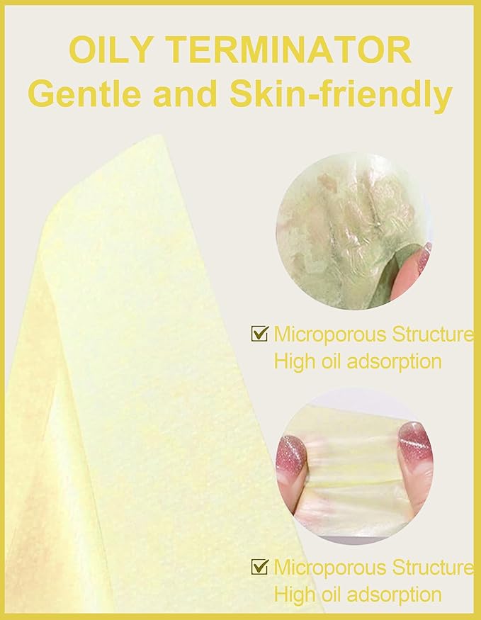 Okerker Chamomile Oil Blotting Paper - 200 Sheets w/Mirror, Puff & Refills, Absorbs Excess Face Oil, Controls Shine, Saves Makeup, The On-the-Go Essential for a Flawless, Matte Finish All Day