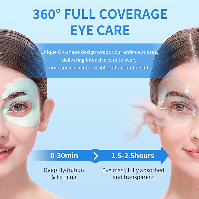 OK Shape Eye Masks, 360° Fit Under Eye Patches with Retinol and Collagen, Firming & Hydrating Eye Mask for Wrinkles and Puffy Eyes, Self Care Gifts for Women - 6 Pairs, Happy Blue