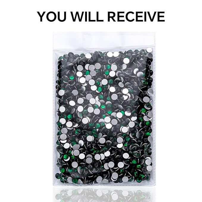 1440Pcs Dark Green Crystal Rhinestones,Glass Flatback Rhinestones Gemstones for Nail Face Makeup Art Crafts Clothes Decoration -(SS16,4.0mm,Dark Green)