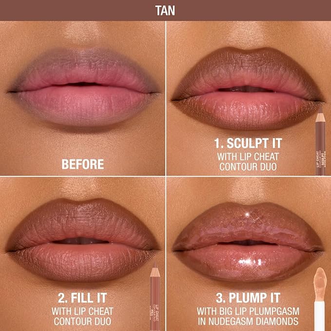 Charlotte Tilbury Lip Cheat Contour Duo - Dual-Sided Lip Liner Pencil to Sculpt & Fill for an Easy Contour Effect - Helps Prevent Lipstick Feathering - Tan