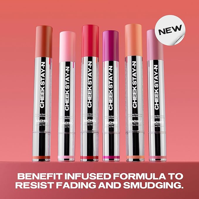 Sacheu Cheek STAY-N Liquid Blush for Cheeks — High Pigment, Buildable, Lightweight Cream Blush for Dewy & Radiant Flushed Cheeks — Long-lasting & Cruelty Free, Sugar & Spice Duo