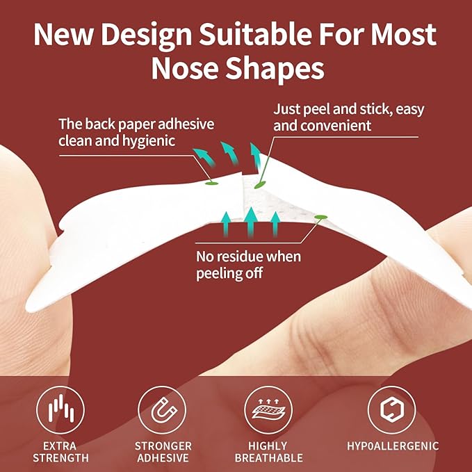 Nasal Strips for Snoring & Breathing Relief | Nose Tape for Nasal Congestion Relief | Effective Nose Strips to Open Airway, Improve Sleep & Anti Snoring (Black-30 Packs)