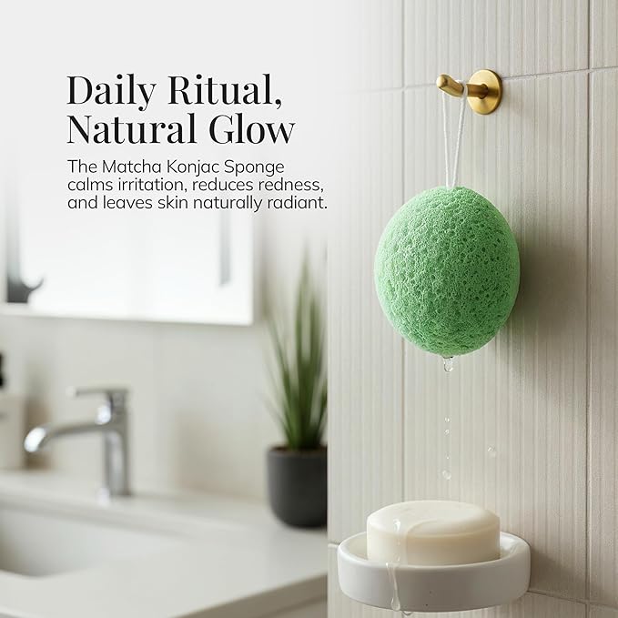 Plant-Based Konjac Facial Sponge: Natural Face Exfoliator for All Skin Types - Charcoal, Matcha, or Original - Gently Cleanses & Balances - Vegan, Cruelty-Free, 100% Biodegradable (Charcoal)