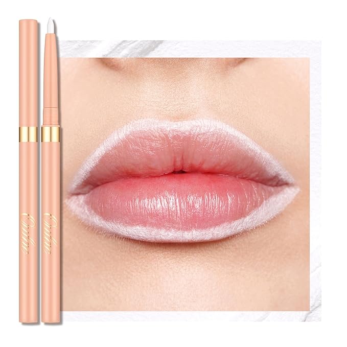 Oulac Waterproof White Lipliner Pencil - Smooth and Creamy Lip Primer, Retractable Lip Makeup for Precision Application, Vegan & Cruelty-Free, 13 White Waves
