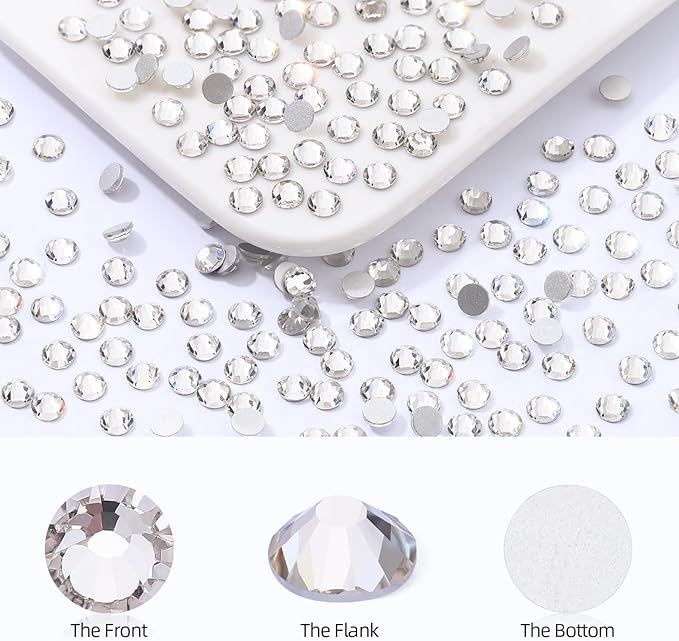 Meibite Crystal Clear Flatback Rhinestones, Glass Rhinestones for Nail Art and Craft, Glue Fix, Loose Crystal Gemstones(Crystal, SS34, 288pcs, 7.1-7.3mm)