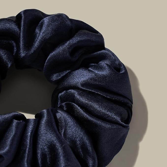 LILYSILK 5PC Silk Hair Scrunchies/Ties for Frizz & Breakage Prevention, 100% Mulberry, No Damage, Elastic ponytail Holders, Fixed Color, Black+Light Coffee+Rosy Pink+Ivory+Navy Blue