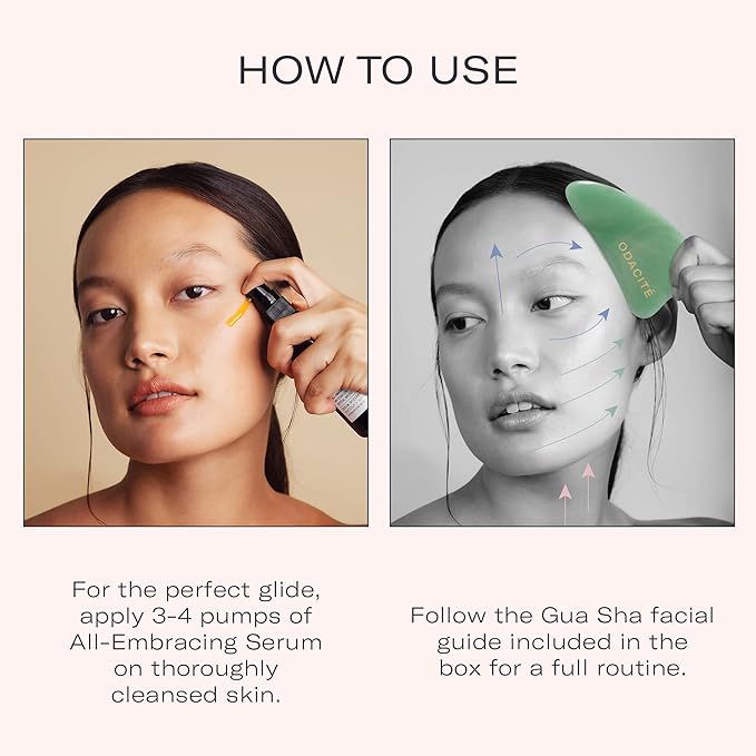 ODACITE Odacité Gua Sha for Face Crystal Contour - Green Aventurine Facial Massager - Scraping Massage Tool Lifts & Revitalizes Skin - Reduce Puffiness, Wrinkles and Dark Under-Eye Circles