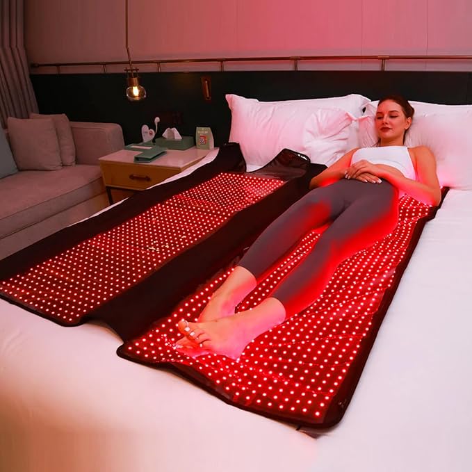 MEGELIN Red Infrared Light Therapy Mat for Whole Body and Led Light Therapy Facial Mask and 2*Facial Mask,70inch*32inch*12inch,2560 LEDs for Full Body Red Light Therapy Mat at Home