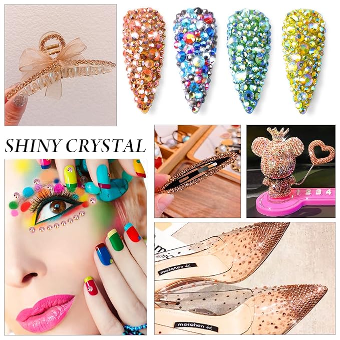 Novani Rhinestones 3000Pcs Flatback Crystal Round Loose Gemstones Glass Rhinestones for Crafts Makeup Nail Art Clothes Shoes DIY Decorations(SS8, 2.3-2.5mm,Amber)