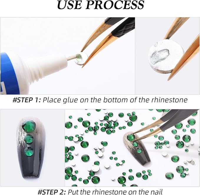 Meibite Green Flatback Rhinestones, Glass Rhinestones for Nail Art and Craft, Glue Fix, Loose Crystal Gemstones(Green, SS20, 2880pcs, 4.6-4.8mm)