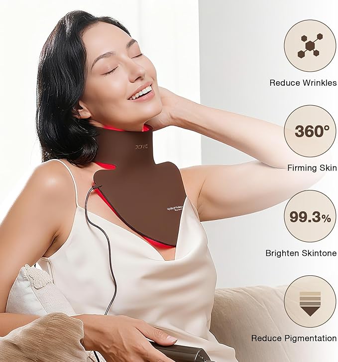 JOVS LED Neck & Chest Mask, LED Red Light Therapy for Neck, 66 LED Light Beams and 630nm Red Light Therapy for Neck Decollete Chest Body, Skin Care Device at Home and Travel
