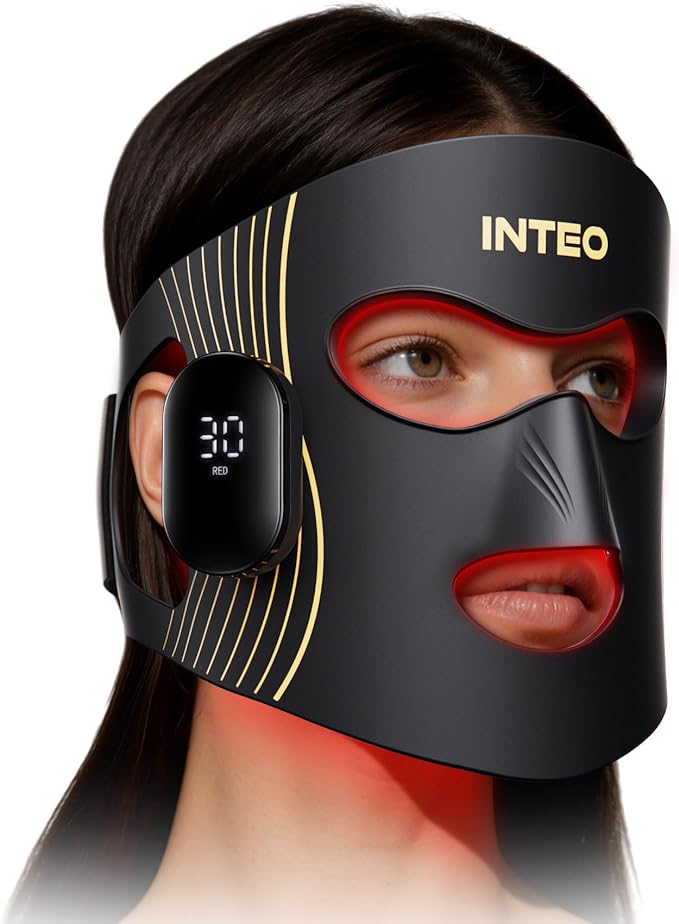 Red Light Therapy for Face 4 Modes, Breathable Red Light Therapy Mask with 4 Color Light Modes, 850NM Infrared LED Face Mask Light Therapy with Timer, Portable Led Mask for Home & Travel