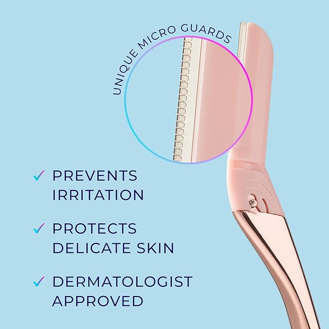 Schick Hydro Silk Dermaplaning Wand, Dermaplaning Tool for Face | Dermaplane Razor for Women Face, Eyebrow Razor, Peach Fuzz Remover, Includes 1 Weighted Metal Handle with 6 Refill Blades
