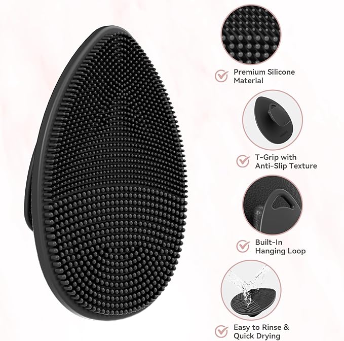 Silicone Face Scrubber 2 Pack, Manual Facial Cleansing Brush for Men and Women, Gentle Face Wash Brush for All Skin Type, Skin Care Face Brushes for Exfoliating, Pore and Blackhead Remover