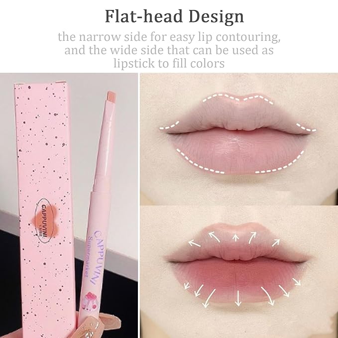 Domality 5 Colors Lip Liner Pen Set, 5pcs Nude Pink Lipstick Set, Longwear Waterproof Creamy Matte Finish Lip Pencil for Defines Perfect Lip Shape