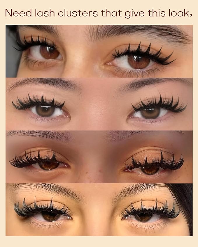 TOOCHUNAG SIY Individual Lashes for Separate Lash Clusters by Yourself 10/12/14mm Manga Wispy Lashes Cluster Eyelash Extensions DIY Natural Eyelash Spikes for Daily Wear