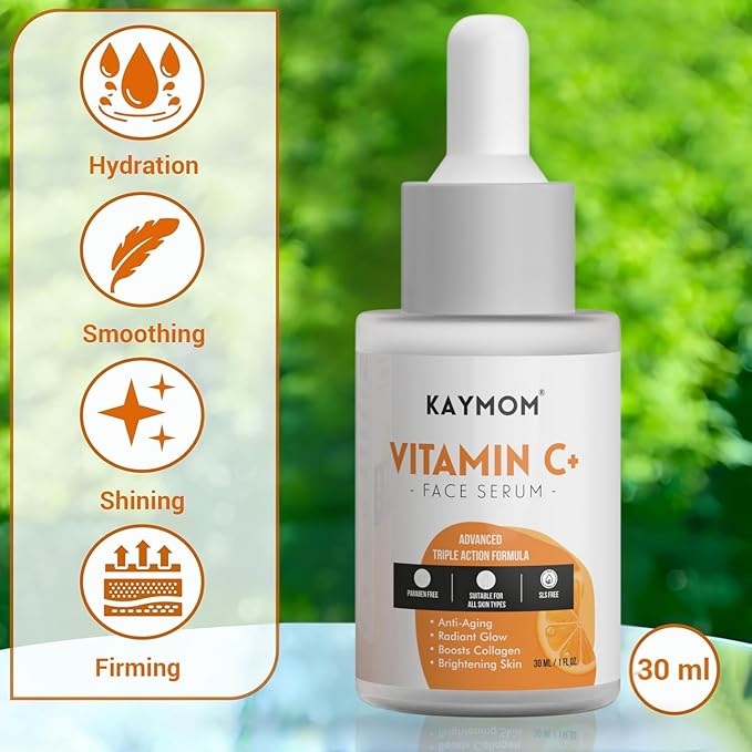 Vitamin C Facial Serum with Hyaluronic Acid and Vitamin E, Lightweight Daily Skincare Serum for Radiance and Hydration, Dropper Bottle, 30 ml / 1 fl oz