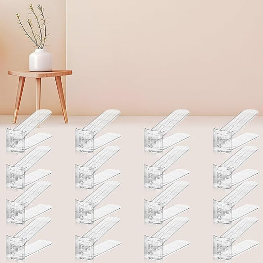 FENRUNXU Shoe Slots Organizer for Closet,16 Pack Shoe Stacker Shoe Rack Organizer for Closet Space Saver Storage Shoe Holder Organization(Transparent)