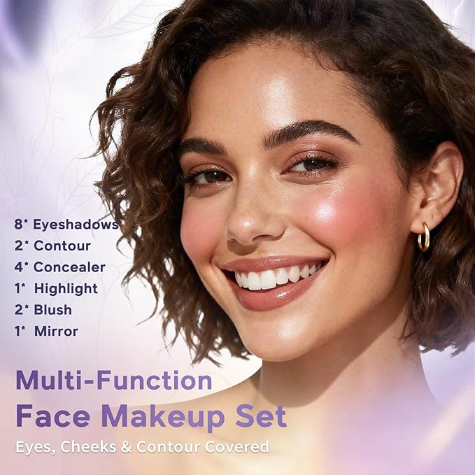Glam Code Makeup Palette for Face, All in One Cosmetics Pallet for Women & Girls, Travel Size Make Up Palette Includes Eyeshadow, blush, Highlighter, Contour Powder, Concealer & Mirror, 03