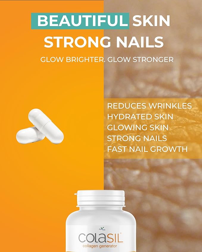 Colasil Collagen Booster Capsules – Organic Silica (OSA) + Hydrolyzed Collagen Generator Supplement for Hair, Skin, Nails, Bones & Joints – High Absorption, Non-GMO, Allergen-Free, 120 Capsules