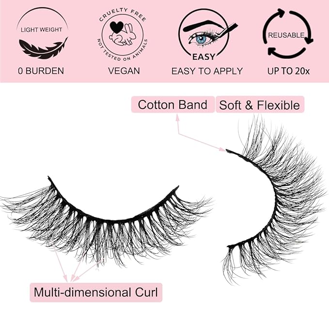 Lashes Mink Bulk 30 Pair Wholesale Lashes 5D Fluffy Eyelashes Wholesale Faux Mink Eyelashes Natural Medium Length Fake Lash with Portable Pack (Semi-Full 30 Pairs)