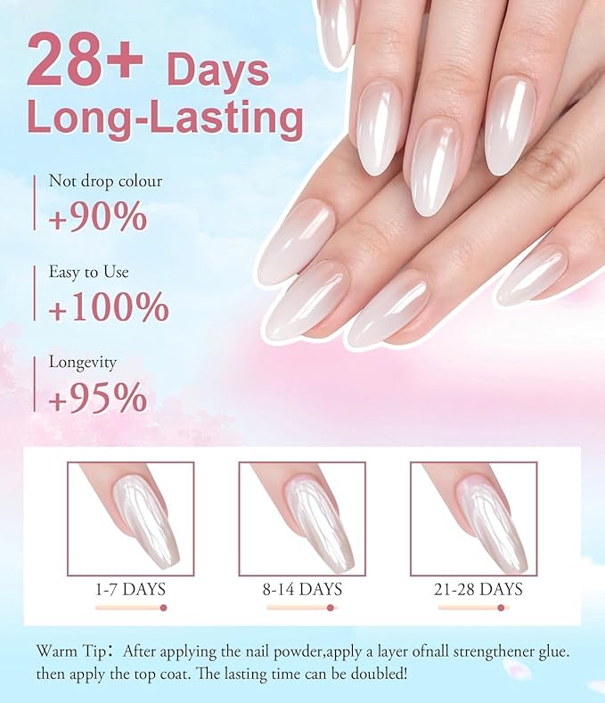BISHENGYF 6Pcs Chrome Nail Powder Set - Metallic Mirror Effect Holographic Nail Powder Gold Silver White Nail Chrome Powder for Nails Art Decoration