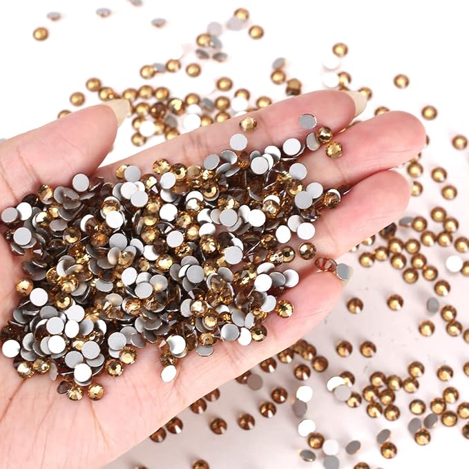 Novani Brown Rhinestones Flatback Rhinestones Glass Gems Stones Jewels Round Gemstones Non-Hotfix Crystal for Crafts,SS30,288 Pieces,Topaz