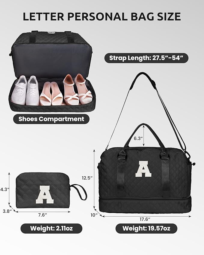 Birthday Gifts for 11 12 13 14 15 16 17 18 Year Old Girls, Kids Duffle Bag with Shoe Compartment,Girl Weekender Bag, Overnight Bag for Women Gift for Teen Kids Bridesmaid Gifts (Letter K)