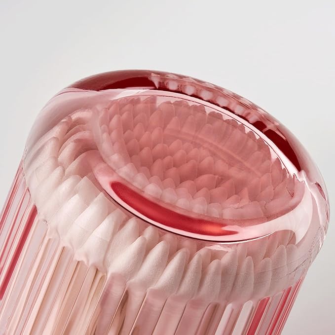 MKOSAB 2 Pack Qtip Holders for Bathroom, Clear Glass Apothecary Jars with Lids,Vintage Bathroom Canisters for Cotton Balls,Swabs,Floss Picks,Hair Ties,Vanity Organizer and Storage Decor (Pink)