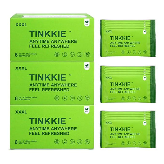 Extra Large Body Wipes (24" x 8"), 5X Bigger No Rinse Bathing Towelettes, Portable Cooling Cleansing Wipes 18 Pack for Gym, Camping, Hiking & Outdoor Sports