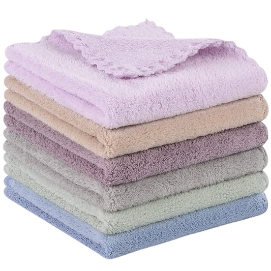SUNLAND Microfiber Face Cloth Reusable Makeup Remover Facial Cleansing Towel Ultra Soft Face Washcloth 12inchx12inch 6 Pack Multicolor