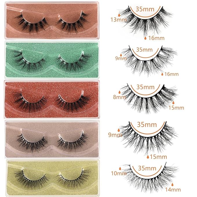 Faux Mink False Lashes Wholesale 10/30/50/100 Pairs 20mm Fluffy 5 Styles Fake Eyelashes 5D Soft Wispy Strip Eye Lashes (100 Pairs-5 Styles Upgrade)