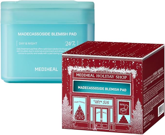 MEDIHEAL Toner Pads [Madecassoside] Blemish Care - Holiday Gift Edition - Centella Asiatica to Improve Uneven Skin Tone - Vegan Hypoallergenic Face Gauze (100 Count)