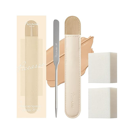 Piccasso Brush Korean Foundation Spatula – Professional Stainless Steel Makeup Tool for Thin, Seamless Foundation & Cream Blending (Spatula Set)
