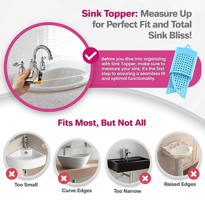 Sink Topper Bathroom Sink Cover for Counter Space & Storage Saver | RV Must Haves | Silicone Foldable Beauty Makeup Brush Cleaning Mat | Hot Tools Organizer | RV Sink Cover | Standard, Pacific Blue