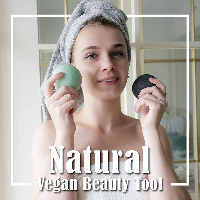 myHomeBody Natural Konjac Facial Sponges - for Gentle Face Cleansing and Exfoliation - with Turmeric Yellow and Aloe Vera, Set of 4