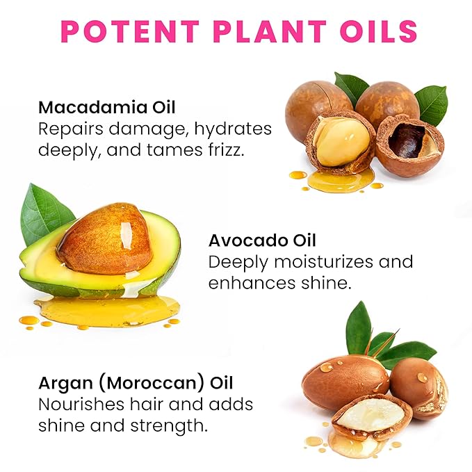 Pure Bali Hair Serum - no Rinse with Argan Macadamia & Avocado Oils - Vitamins A, E, Pro B5 - Conditioner for Women & Men - Travel-Size