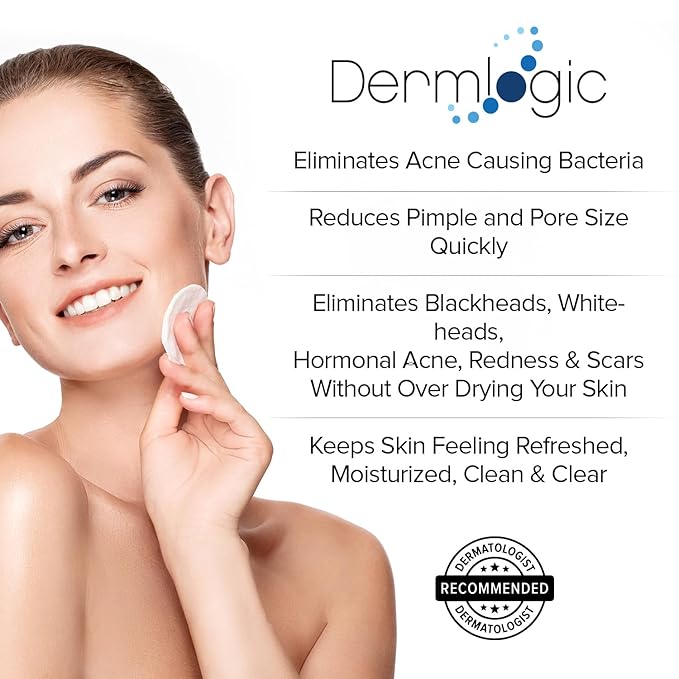 Acne Treatment Pads-Contains Glycolic, Lactic, Salicylic Acid. Eliminates Oily Skin, Clogged Pores & Cystic Breakouts. Removes Dark Spots, Whitehead & Blackhead Pimples for Face & Body.