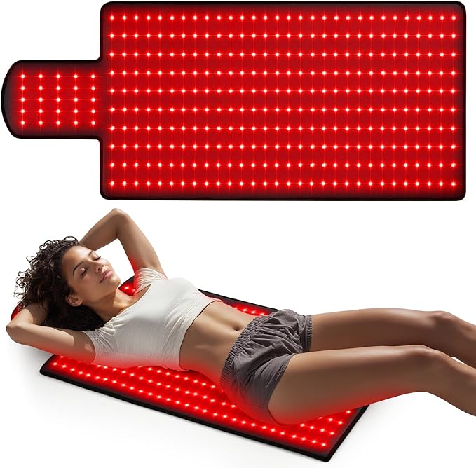 36.3"*15.8" Body Red Light Therapy Mat, Eligible Red Light Therapy Blanket, 325pcs 2in1 LEDs(660nm& 850nm), Premium Leather, Adjustable Timer & Intensity