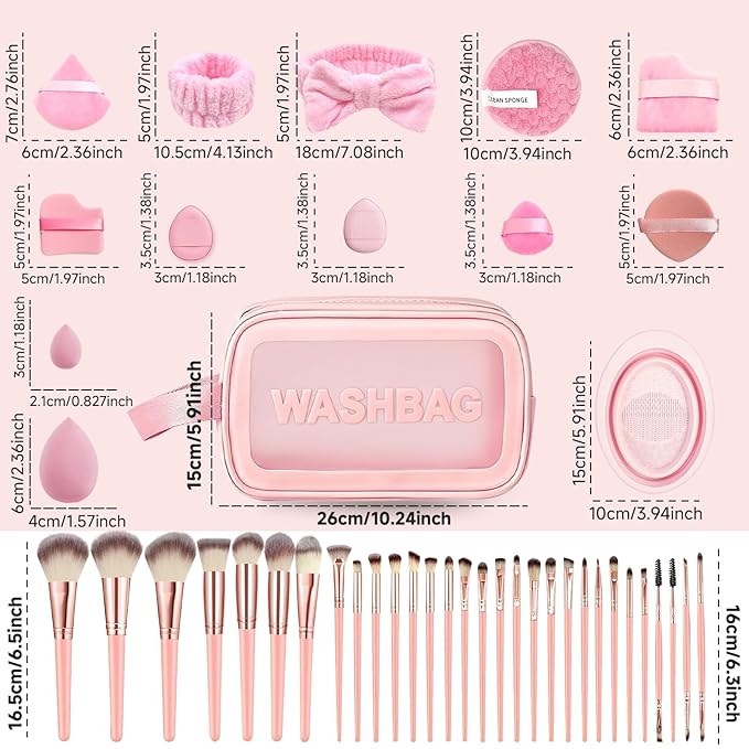 70Pcs Makeup Brushes Set, Pink Professional Makeup Brush Set Multi-functional Makeup Brush Kit, Eye and Face Makeup Brushes & Tools, Premium Synthetic Facial Makeup Accessories