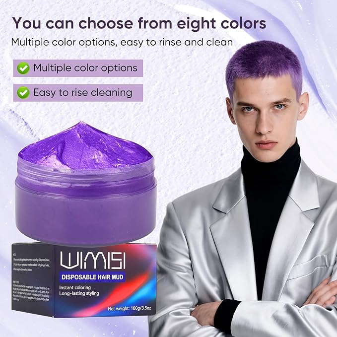 Temporary Hair Color Wax, Washable Styling Hair Clay, Instant White Hair Coloring Cream for Women Men Teens, DIY Hair Styling for Cosplay, Halloween & Parties (Blue)