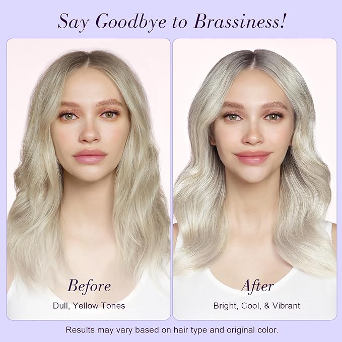 Luseta Purple Shampoo and Conditioner Set for Blonde Hair - Eliminates Brassiness & Tones Gray, Bleached Hair - Neutralizes Yellow Tones, Enhances Cool Shades, Sulfate Free - 16.9 Fl Oz Each
