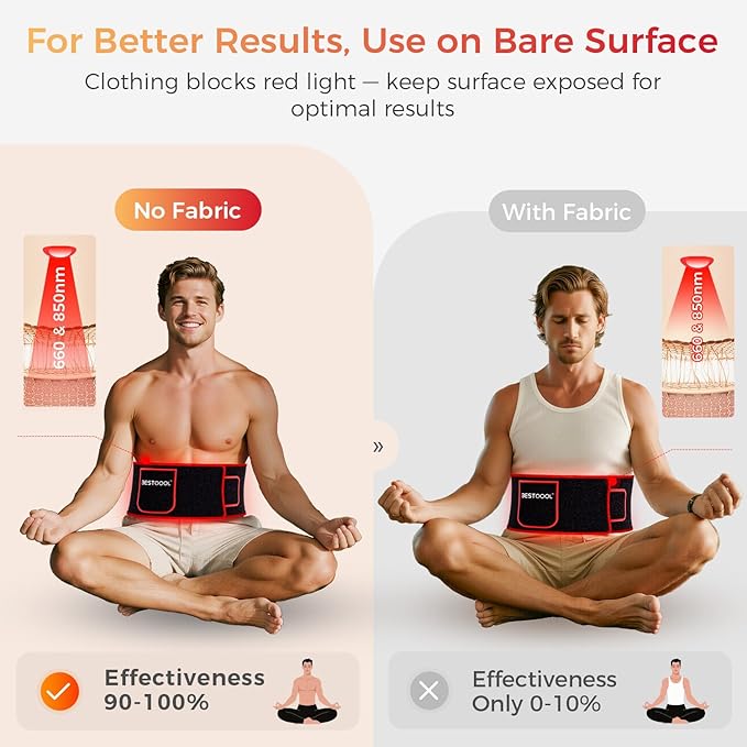 BestQool Red Light Therapy Belt, Infrared Light Therapy & Red Light Therapy for Body, Pads Wearable Wrap for Knee Waist Elbow, Infrared Red Light Therapy, Portable Red Light Belt for Wellness