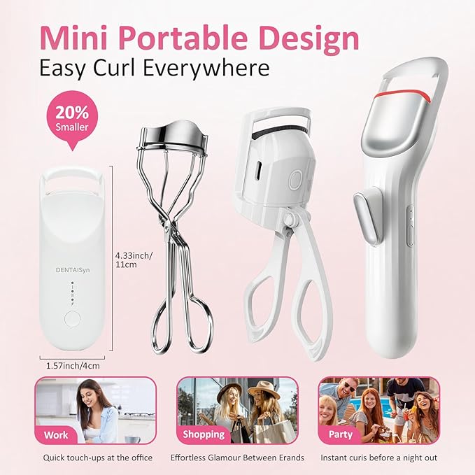 Heated Eyelash Curler -Mini Electric Eyelash Curler for Women with 5s Fast Heating & Portable lash Curler and Type c Rechargeable,for Women Makeup Tools Gifts