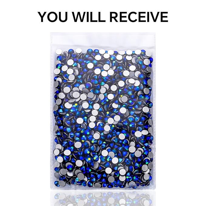 288Pcs Jet Ab Crystal Rhinestones,Glass Flatback Rhinestones Gemstones for Nail Face Makeup Art Crafts Clothes Decoration-(SS30,6.5mm,Jet Ab)