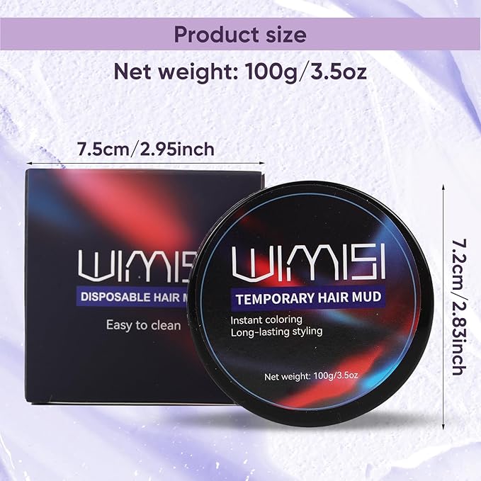 Temporary Hair Color Wax, Washable Styling Hair Clay, Instant White Hair Coloring Cream for Women Men Teens, DIY Hair Styling for Cosplay, Halloween & Parties (Black)