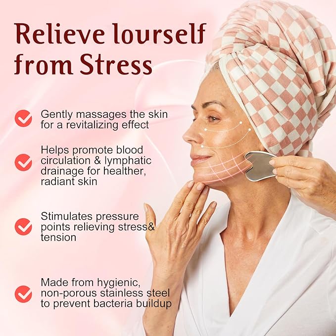 Gua Sha Facial Tools and Face Roller Set, Stainless Steel Facial Sculpting Eyes Roller Guasha for Face, Chin & Jawline Sculpting,Skin Care