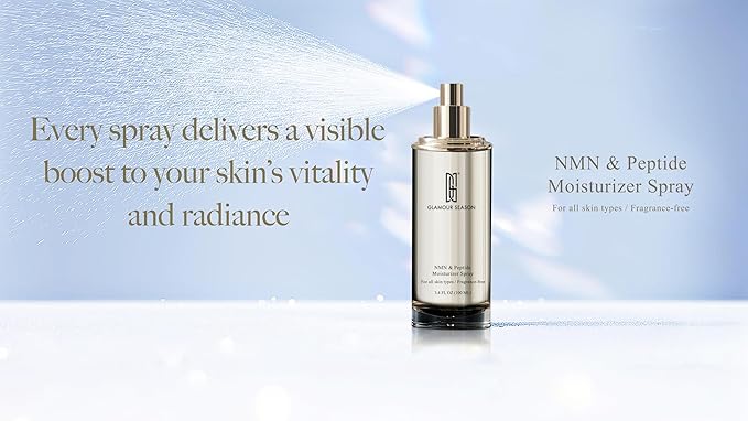 Glamour Season NMN & Peptide Moisturizer Spray, Fragrance-Free Hydrating Facial Mist, Lightweight Skin Moisturizing & Refreshing Spray for Daily Skincare (100ML,Pack of 1)